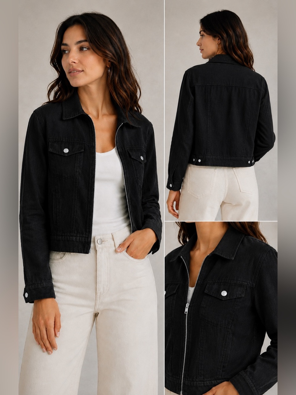 Rachel Zoe Classic Black Zip-Front Women's Jacket